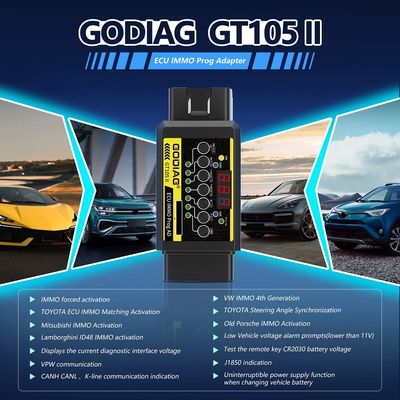 GODIAG GT105 II ECU IMMO Prog OBD2 Break Out Box with 11V Alarm